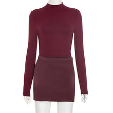 Load image into Gallery viewer, Women Clothing Autumn Winter Crew Neck Long Sleeve Narrow Slim Fit Patchwork Solid Color Dress Women