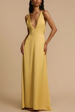 Load image into Gallery viewer, Summer Sexy Backless V neck Satin Maxi Dress Women