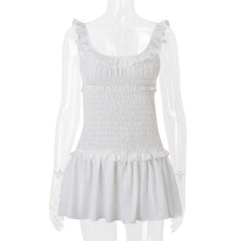 Load image into Gallery viewer, Women Clothing Spring Sexy Elegant Wooden Ear Pleated Strap Pleated Dress Short for Women