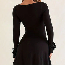 Load image into Gallery viewer, Western Classy Square Collar Red Dress Autumn Winter High Waist All-Matching A line Split for Women