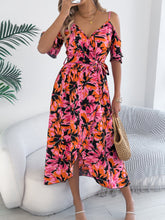 Load image into Gallery viewer, Spring Summer Strapless Cross V neck Floral Strap Dress Holiday Dress Women Clothing