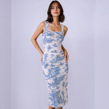 Load image into Gallery viewer, Summer Fresh Maxi Dress Square Collar Slimming Side Slit Sling Dress