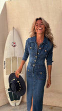 Load image into Gallery viewer, Casual Multi Button Long Sleeve Denim Mid Length Dress