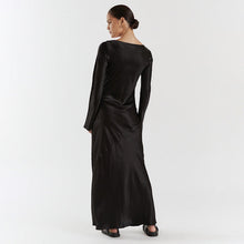 Load image into Gallery viewer, Autumn Winter Maxi Dress Women Solid Color Satin Round Neck Long Sleeve Loose Casual Dress
