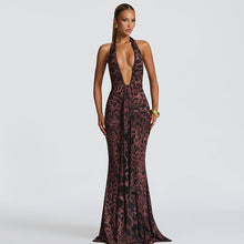 Load image into Gallery viewer, Women Clothing Sexy Deep V Plunge Halter Backless Slim Fit Pleated Dress