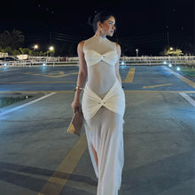 Load image into Gallery viewer, Spring Evening Sheer Mesh Sexy Solid Color Sheath Women Dress