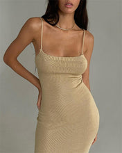 Load image into Gallery viewer, Mid Length Tight Knitted Dress Summer Sexy Slit Camisole Dress