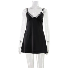 Load image into Gallery viewer, Sexy Women Clothing V neck Lace Strap Dress Satin Texture Home Pajamas Pure Short Dress