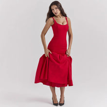 Load image into Gallery viewer, Summer Square Collar Cut Ballet Sheath Fitted Waist Fishtail Strap Dress for Women Elegant Bubble Dress Women