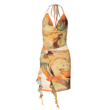 Load image into Gallery viewer, Women Clothing Summer Printing Sexy Backless Lace up Dress