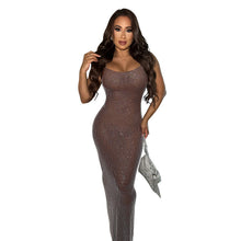 Load image into Gallery viewer, Women Wear Sexy Mesh Drilling Arm Covering Backless Dress