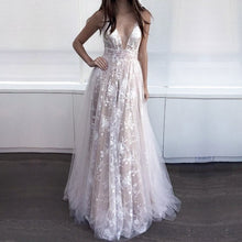 Load image into Gallery viewer, Summer Women Clothing Dress Sexy Lace Deep V Plunge neck Sleeveless Evening Dress