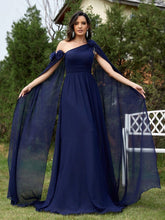 Load image into Gallery viewer, Chiffon Ribbon Dress Blue Slim Fishtail Cocktail Evening Dress Bridesmaid Dress Women