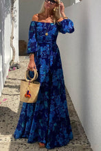 Load image into Gallery viewer, Sexy off Neck Printed Large Swing Maxi Dress