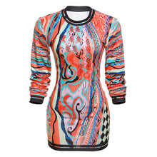 Load image into Gallery viewer, Fall Women Clothing Sexy Long Sleeve Hollow Out Cutout High Waist Slim Fit Slimming Short Dress