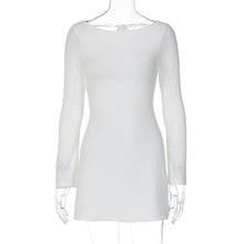Load image into Gallery viewer, Sexy Street Shooting Solid Color Minimalist Long Sleeve Sexy Big Backless Tied Dress