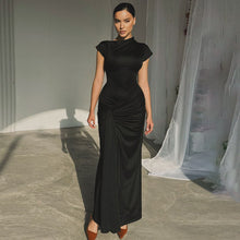 Load image into Gallery viewer, Women Clothing Autumn Slim Pleated Lace Up Short Sleeve Dress Women
