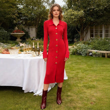 Load image into Gallery viewer, Fashionable Lady Base Knitted Dress Women Autumn Slim Fit Slimming Hip Knitwear Maxi Dress
