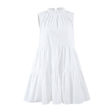 Load image into Gallery viewer, Spring Summer All Match White Elegant Dress round Neck Sexy Bow Lace up Elegant Loose Short Women Clothing