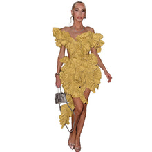 Load image into Gallery viewer, Women Sleeveless Pleated Backless Dress Irregular Asymmetric Curling Sexy Dress