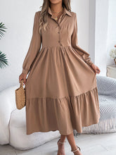 Load image into Gallery viewer, Autumn Winter Collared Casual Loose Long Sleeve Ruffled Shirt Dress Women Clothing