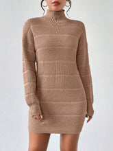 Load image into Gallery viewer, Autumn Winter Half Turtleneck Knitted Dress Women Clothing Fashionable Solid Color All Matching Sexy Hip Dress