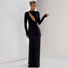 Load image into Gallery viewer, Cocktail Evening Dress Maxi Dress Sexy Tight Hollow Out Cutout round Neck Long Sleeve Solid Color Dress for Women