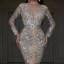 Load image into Gallery viewer, Women Clothing Dress Bronzing Long Sleeve Slim Sexy Fishtail Mopping Evening Dress