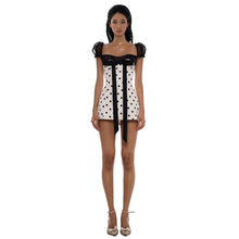 Load image into Gallery viewer, Summer Women Bow Polka Dot Short Sexy Lace Stitching Tight Waist Hip Dress