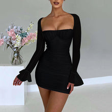 Load image into Gallery viewer, Sexy Tight Dress Autumn Winter Fashionable See through Long Sleeve Backless Hip Dress