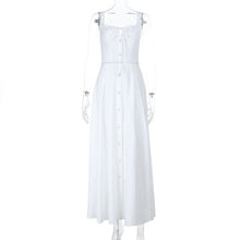 Load image into Gallery viewer, French Slim Fit U Neck Stitching Drawstring Lace up Sexy Waist Tight Cutout Sling Dress
