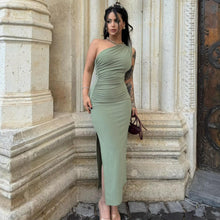 Load image into Gallery viewer, Summer Shoulder Solid Color Split Sleeveless Sexy Sexy Slim Fit Dress