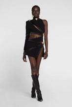 Load image into Gallery viewer, Spring Summer Sexy Hollow Out Cutout Single Long Sleeve Scarf Collar Dress Women Clothing Bandage One Piece Dress