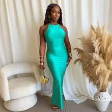 Load image into Gallery viewer, Women Slim Fit Halter Solid Color Long Dress