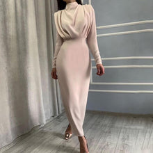 Load image into Gallery viewer, Autumn Waist-Controlled Western Solid Color Long Sleeve Dress