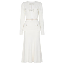 Load image into Gallery viewer, Spring Autumn Knitted round Neck Slim Fit Slimming Heavy Industry Beads Long Sleeve Dress