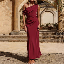 Load image into Gallery viewer, Women Clothing Fashionable Oblique Shoulder Elegant Waist Tight French Dress Women Maxi Dress High Grade Texture