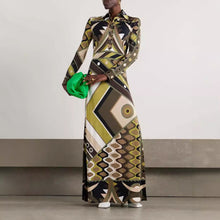 Load image into Gallery viewer, Autumn Winter Printing Positioning Collared Long Sleeve Split Dress Women