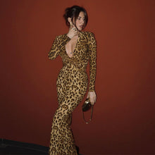 Load image into Gallery viewer, Leopard Print Sexy Dress Twist Long Sleeve Dress
