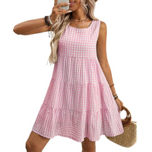Load image into Gallery viewer, Summer Women Clothing Loose Casual Elegant Sleeveless Plaid Dress