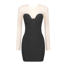 Load image into Gallery viewer, Summer Black Particle Diamond Mesh Stitching Bandage Elastic Dress Women Clothing