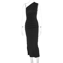 Load image into Gallery viewer, Summer Shoulder Solid Color Split Sleeveless Sexy Sexy Slim Fit Dress