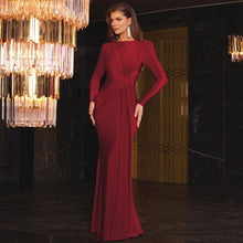 Load image into Gallery viewer, Women Evening Dress Autumn Slim Fit Round Neck Long Sleeves Dress