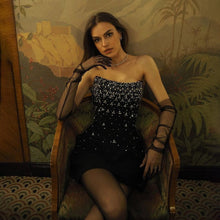 Load image into Gallery viewer, Embellished Tube Top Cinched Waist Bandage Dress Fashionable Dress for Appointment Elegant Slimming Dinner Women Clothing
