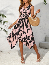Load image into Gallery viewer, Long Sleeveless Midi Leaf Print Twist Irregular Asymmetric Dress Spring Summer Women