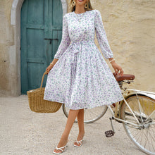 Load image into Gallery viewer, Vacation Casual Floral Lace up Waist Controlled Dress Women Spring Summer