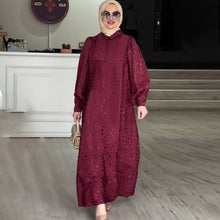 Load image into Gallery viewer, Summer Loose Bowknot Jacquard Plus Size Long Sleeve Dress
