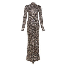 Load image into Gallery viewer, Autumn Slim round Neck Leopard Print Dress Long Sleeve Printed Dress Women Clothing