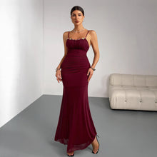Load image into Gallery viewer, Slim Fit Fishtail Dress Women Sling Pleating Dress Slim Fit Sexy Party Party Wedding Bridesmaid