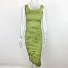 Load image into Gallery viewer, Summer Sexy Women Wear Solid Color Tight Backless Sleeveless Pleated Dress